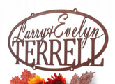Custom Family Last Name And Child Name Oval Metal Signs Copper, Metal Wall Art, Personalized Sign, Outdoor Sign, Laser Cut Metal Signs Custom Gift Ideas